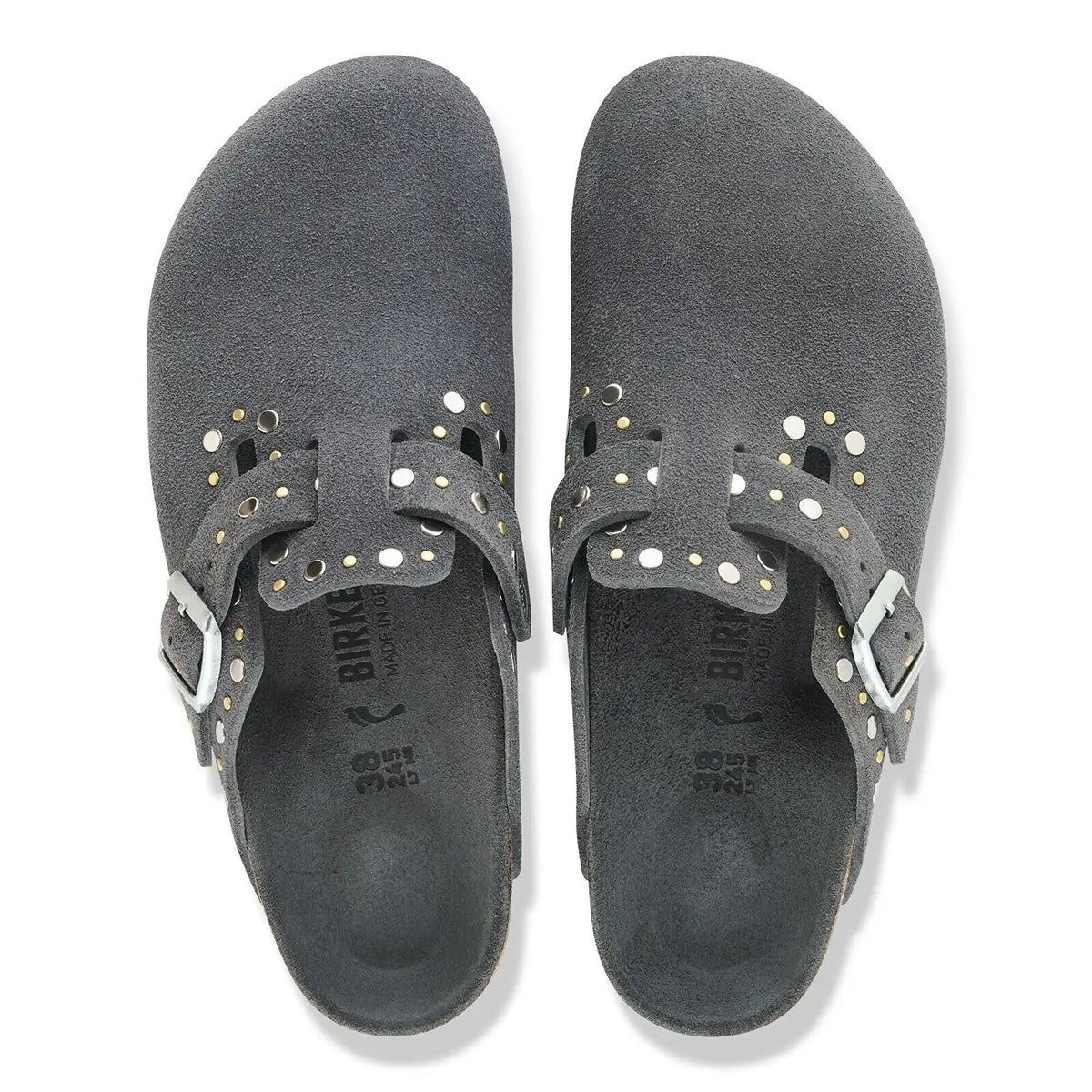 Boston Rivet Suede Leather Charcoal Tonal