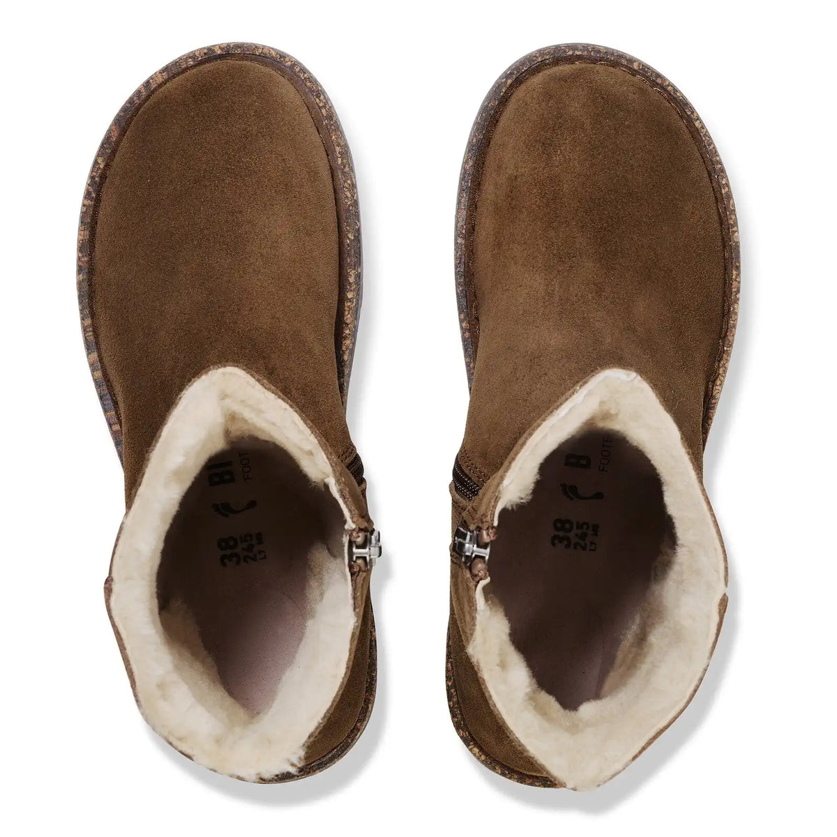 Uppsala Zip Shearling Suede Leather Dark Tea
