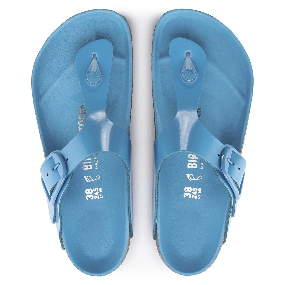 Gizeh Big Buckle Natural Leather Patent High Shine Sky Blue