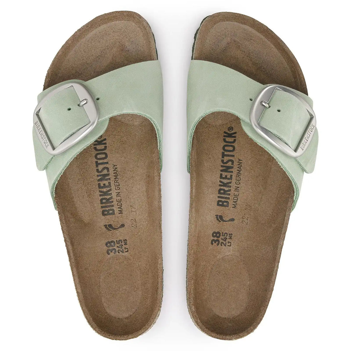 Madrid Big Buckle Nubuck Leather Matcha
