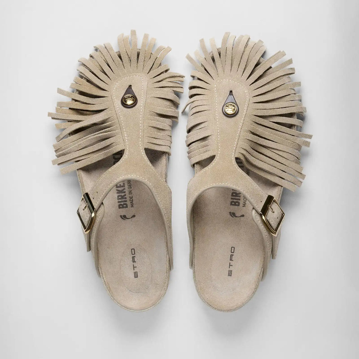 ETRO Gizeh Fringes Suede Leather Taupe