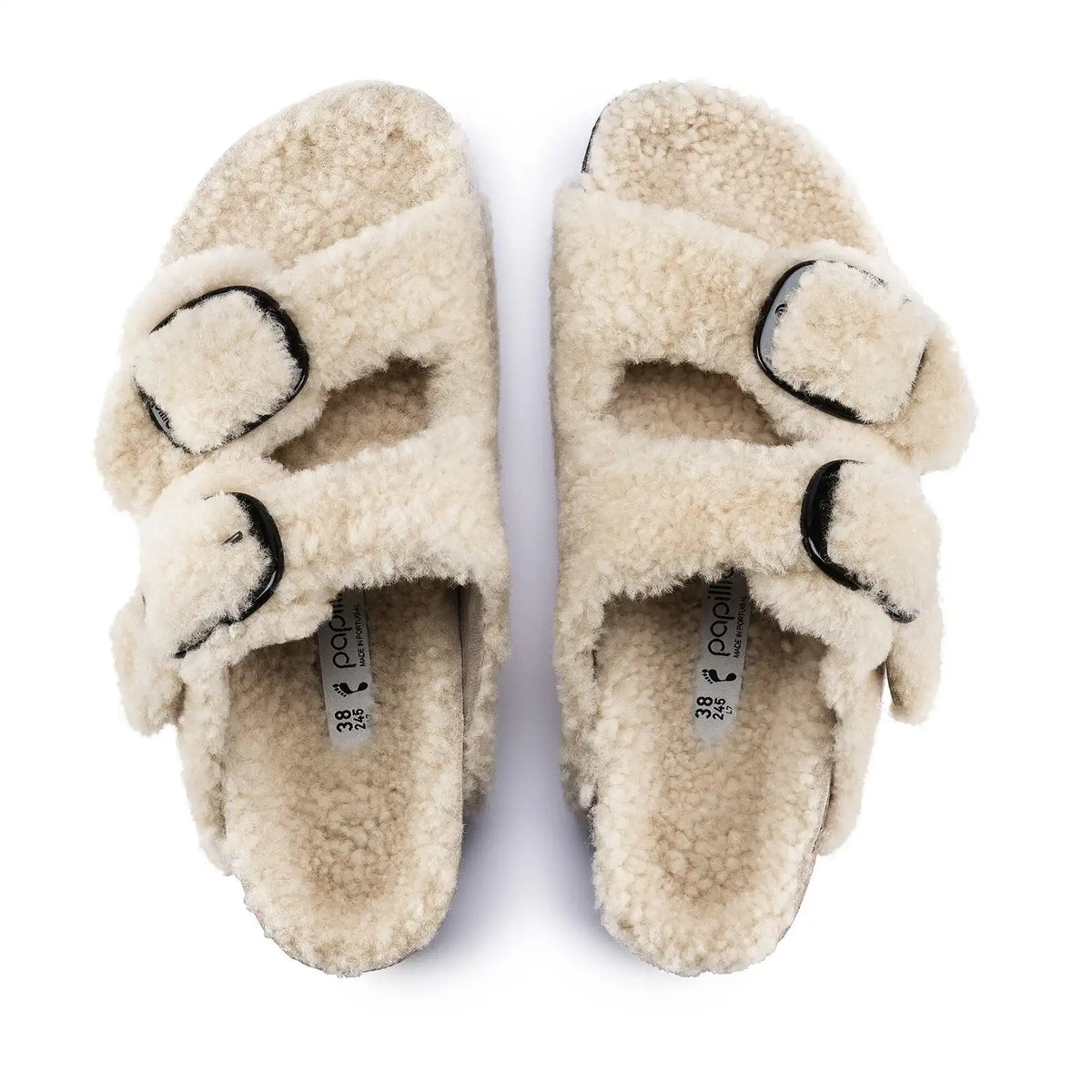 Arizona Big Buckle Shearling Fur Teddy Eggshell