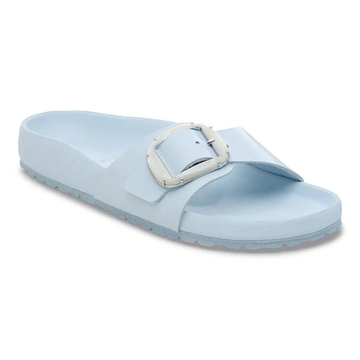 Madrid Big Buckle Pearl Natural Leather Patent Baby Blue High Shine