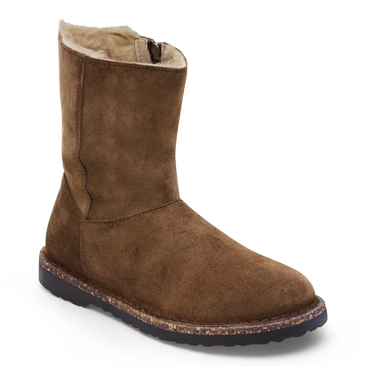 Uppsala Zip Shearling Suede Leather Dark Tea
