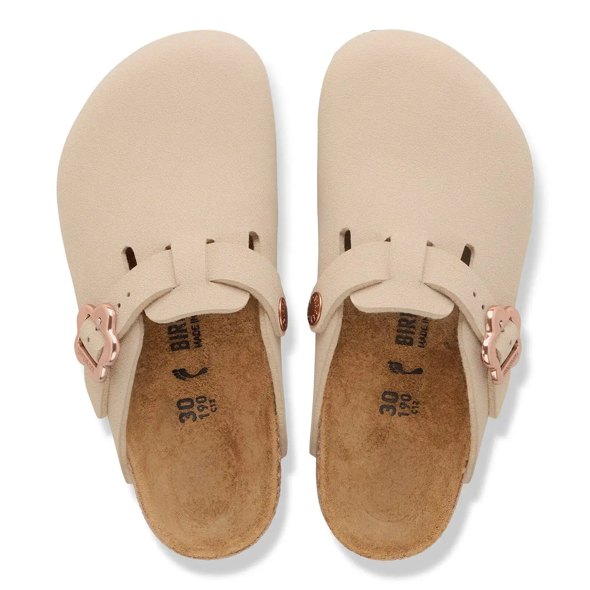 Boston Flower Buckle Kids Birko-Flor Nubuck Sandcastle