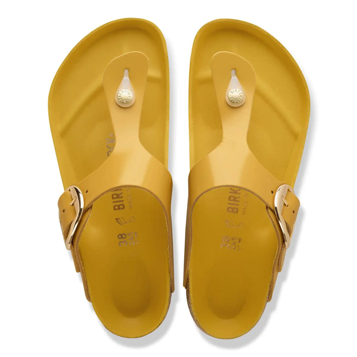 Gizeh Big Buckle Natural Leather Patent High-Shine Ochre
