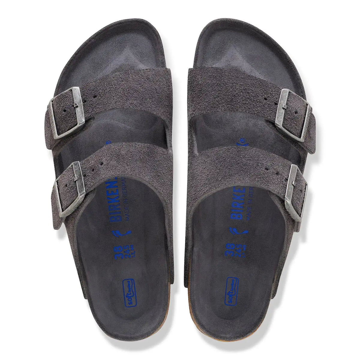 Arizona Soft Footbed Suede Leather Charcoal Tonal