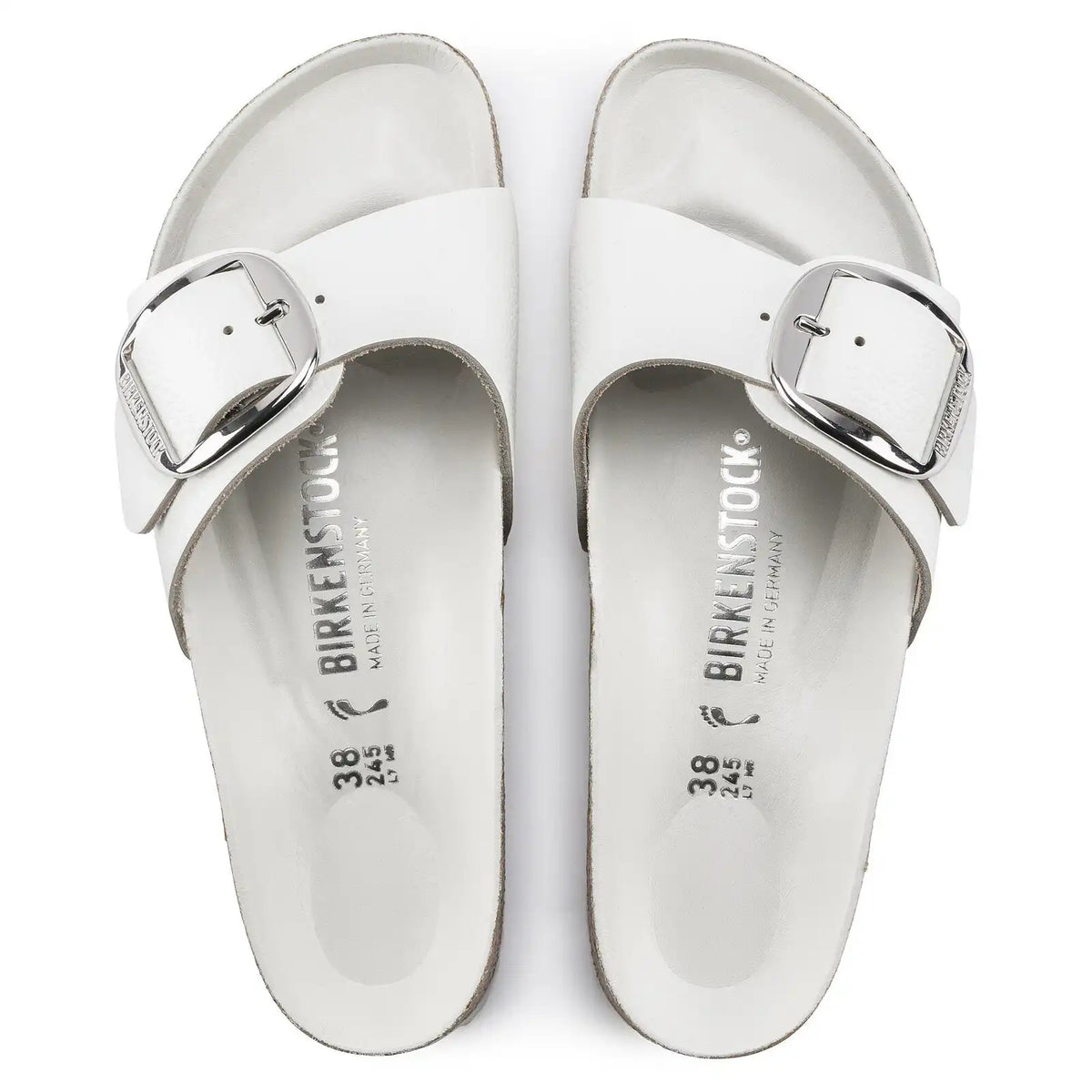 Madrid Big Buckle Natural Leather White