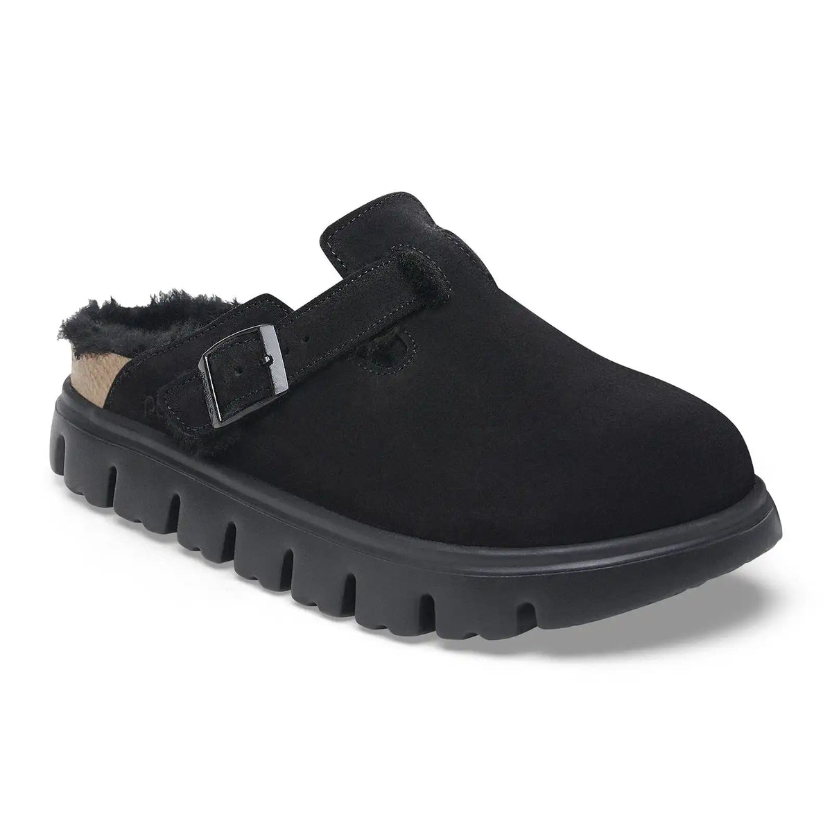 Boston Chunky Shearling Suede Leather Black
