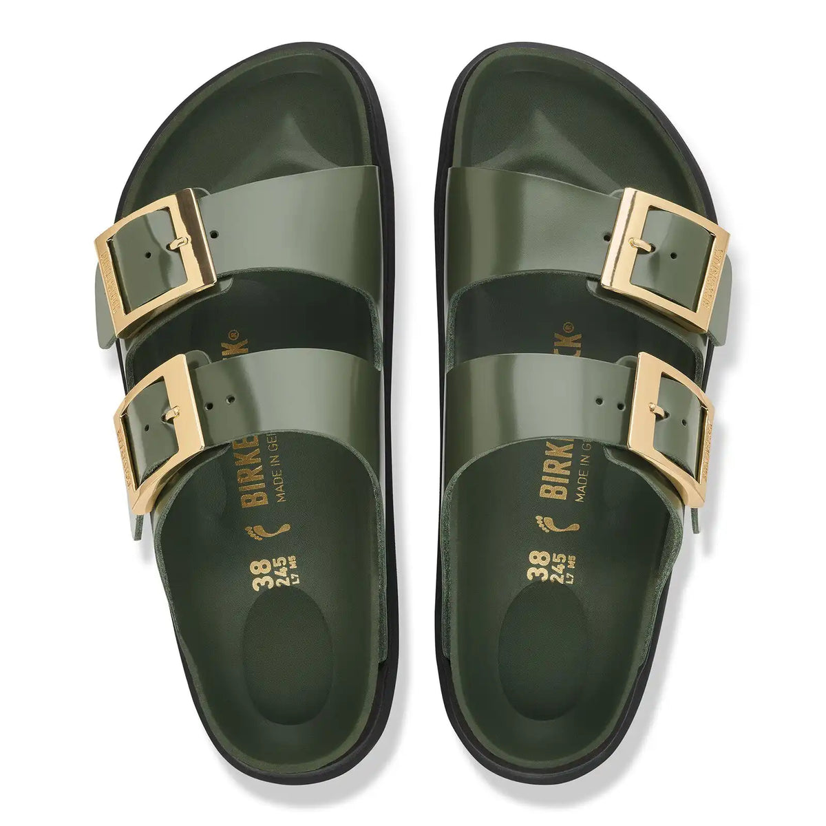 Arizona Droplet Buckle Natural Leather Patent High-Shine Thyme