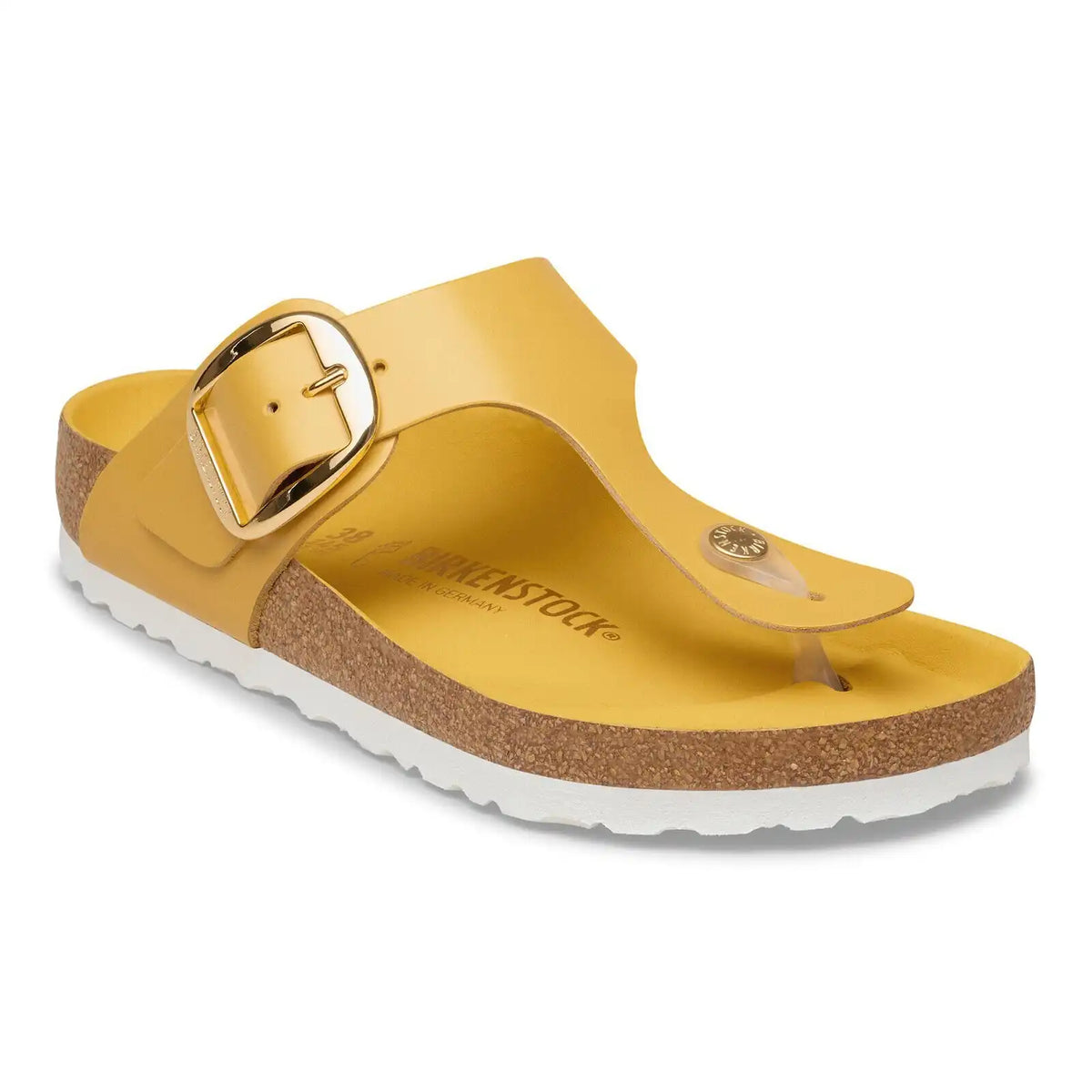Gizeh Big Buckle Natural Leather Patent High-Shine Ochre