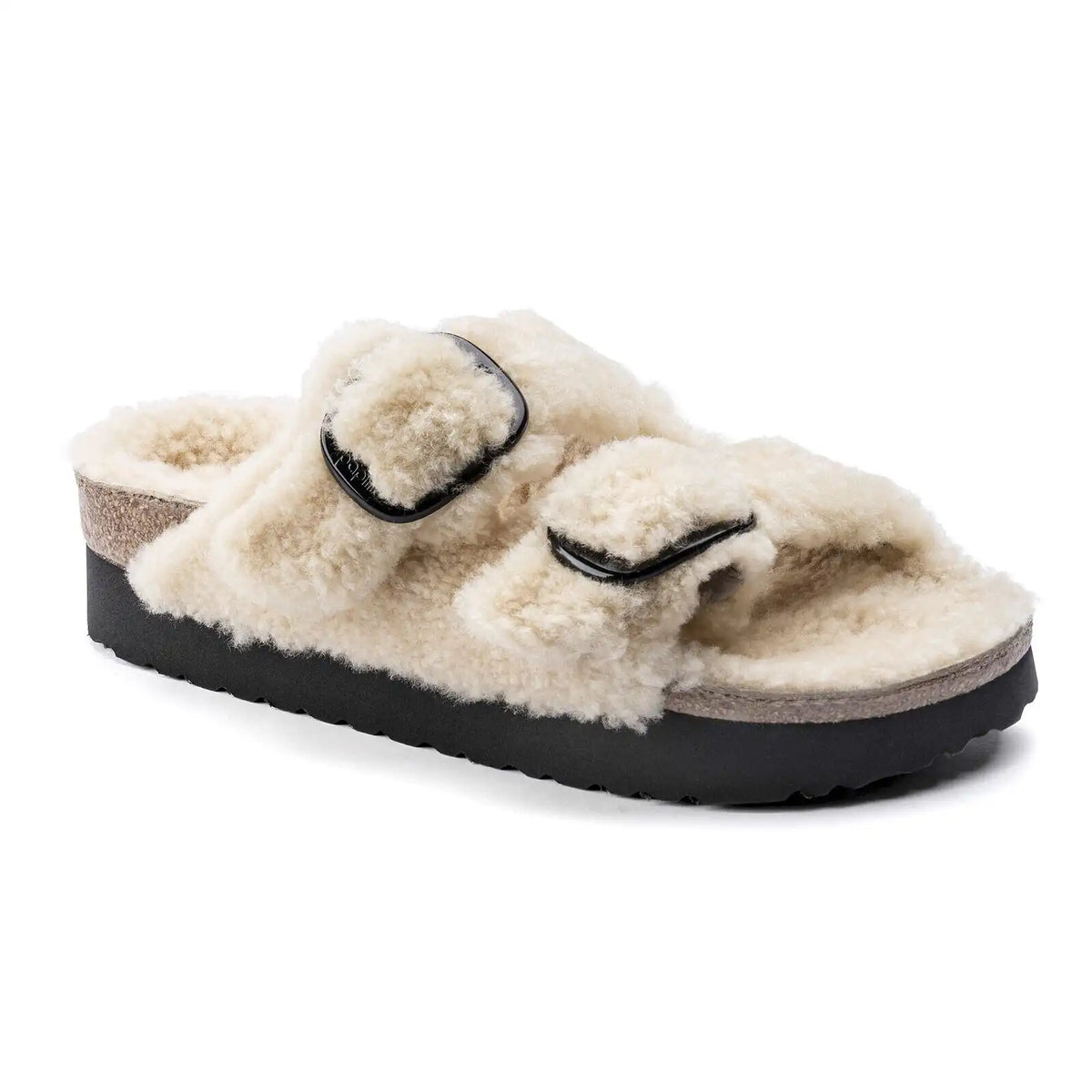 Arizona Big Buckle Shearling Fur Teddy Eggshell