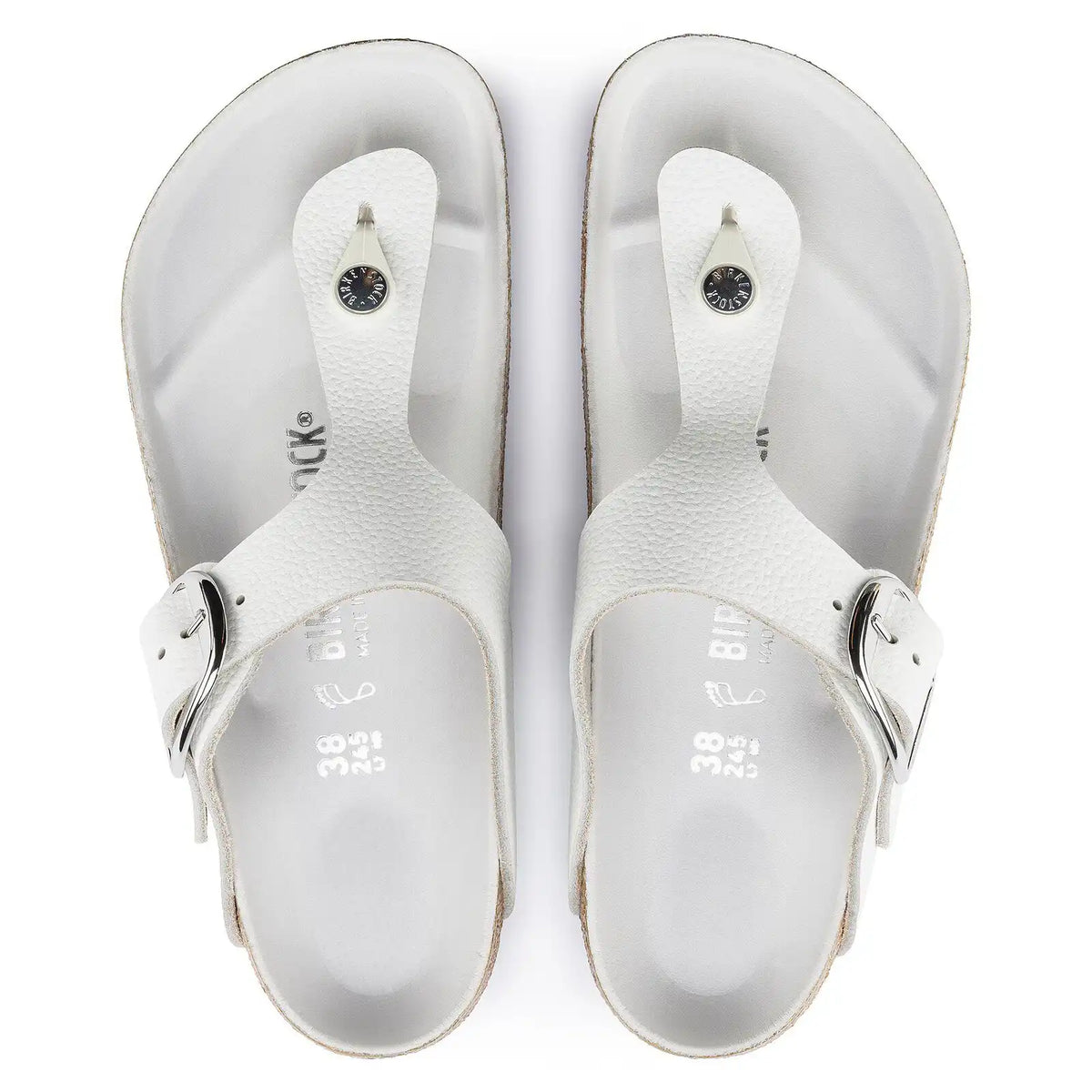 Gizeh Big Buckle Natural Leather White