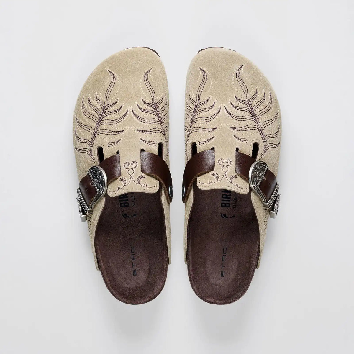ETRO Boston Embroidery Suede Leather Taupe