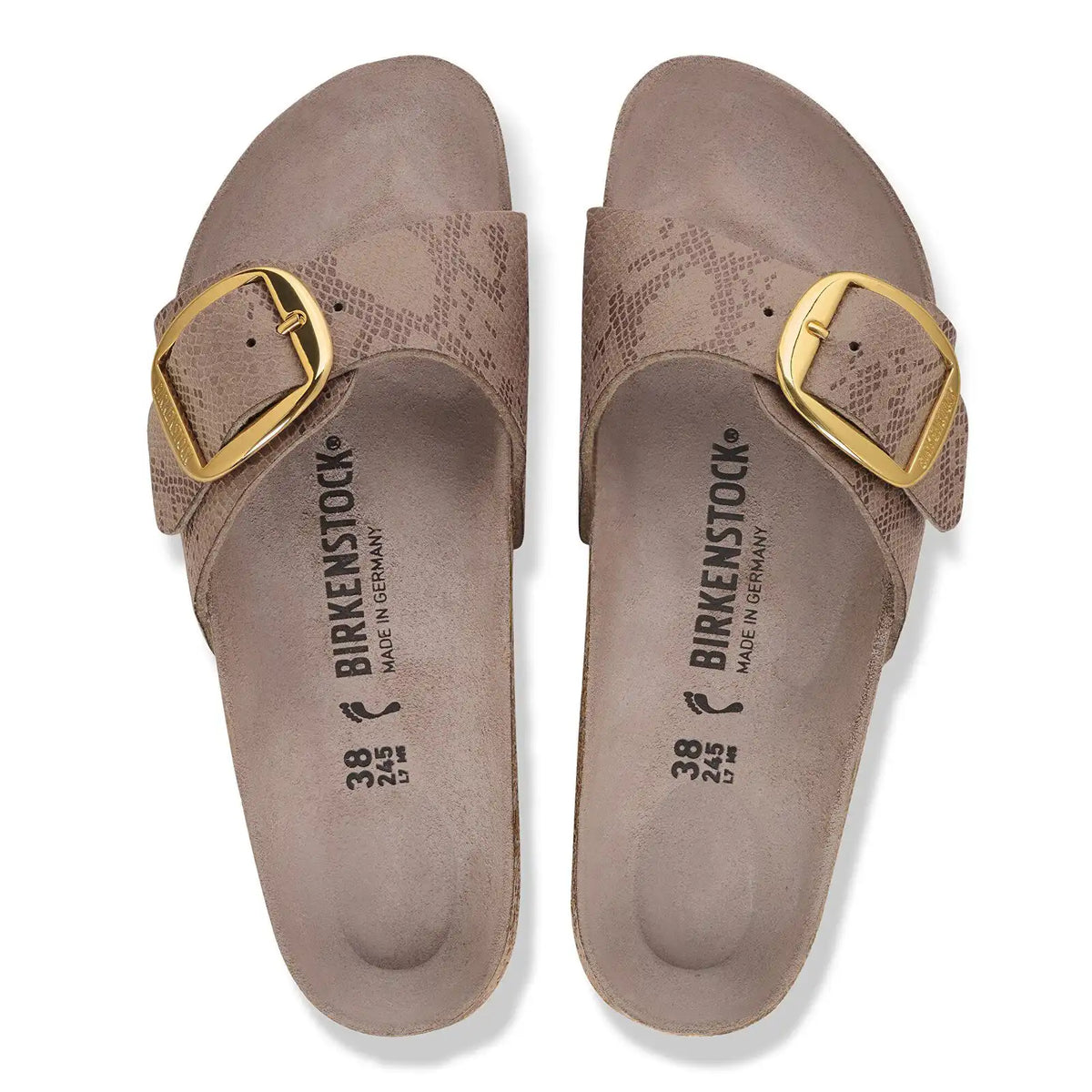 Madrid Big Buckle Synthetik Python Gray Taupe