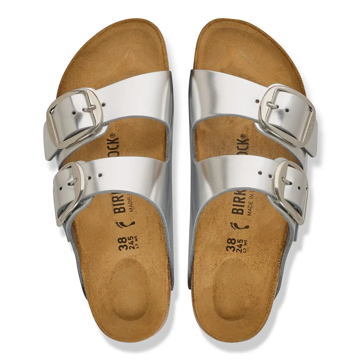 Arizona Big Buckle Natural Leather Metallic Silver