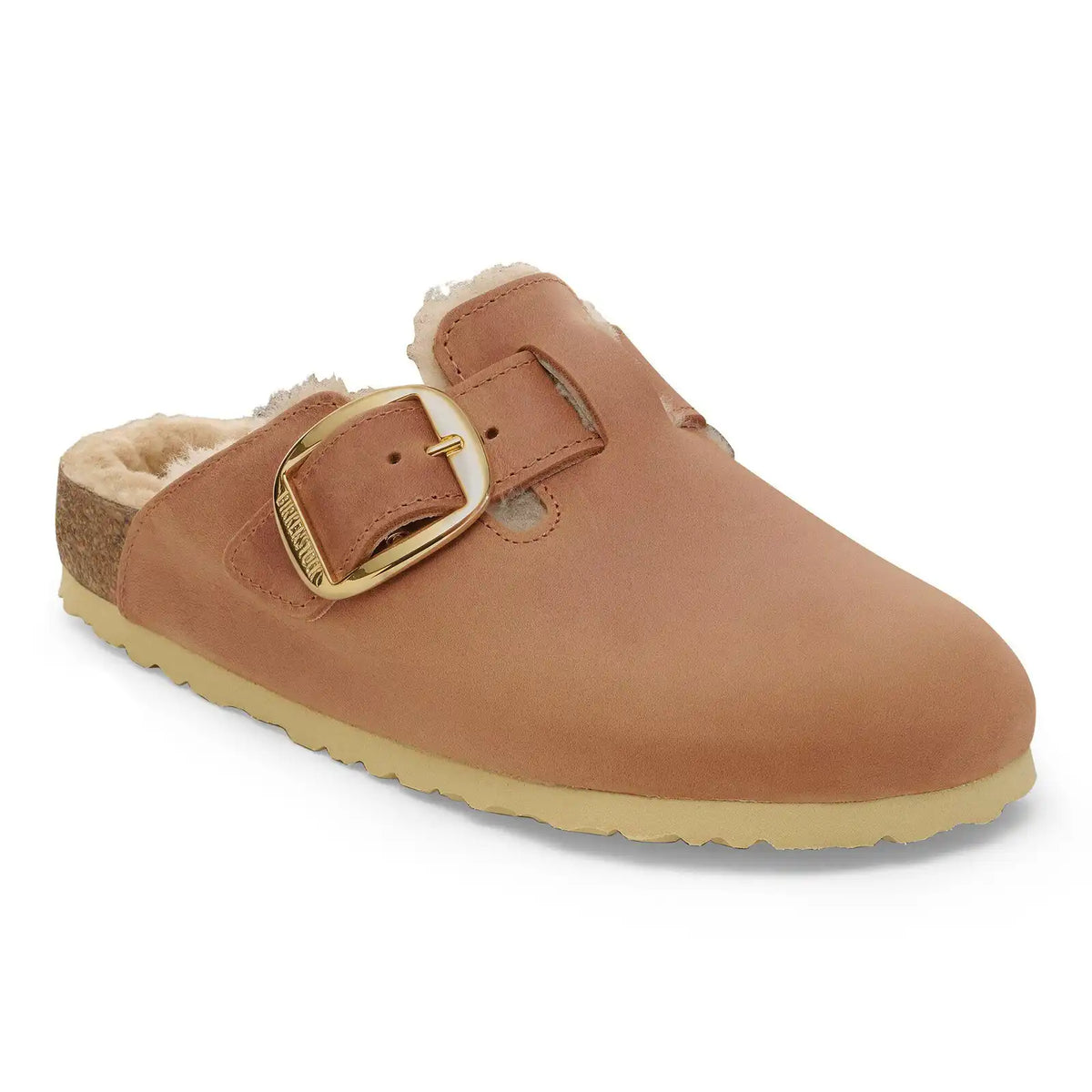 Boston Big Buckle Shearling Natural Leather Oiled Cognac