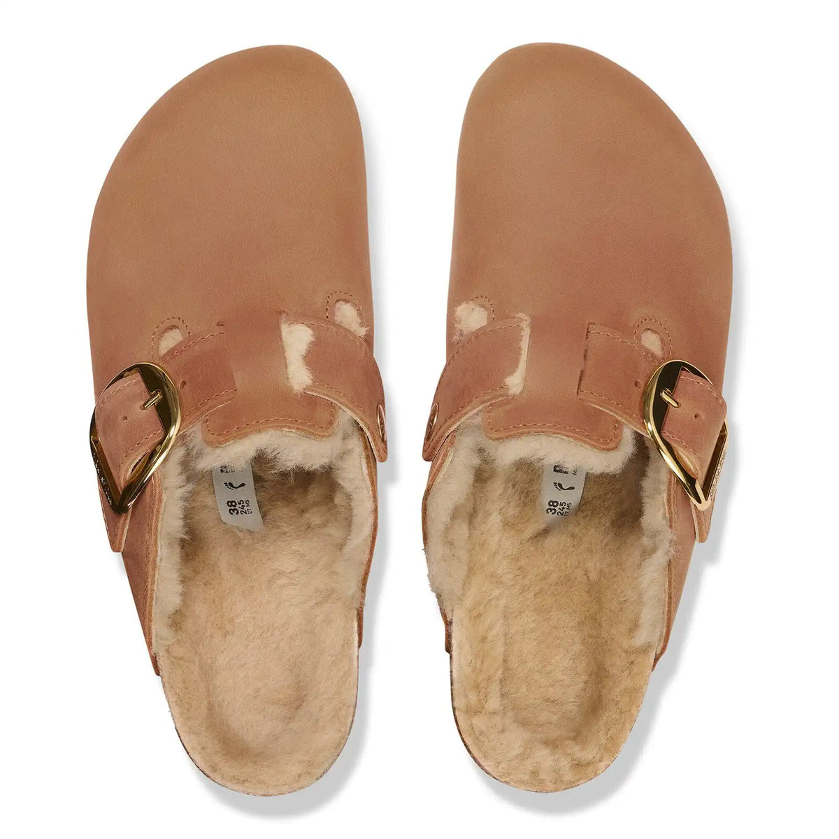 Boston Big Buckle Shearling Natural Leather Oiled Cognac