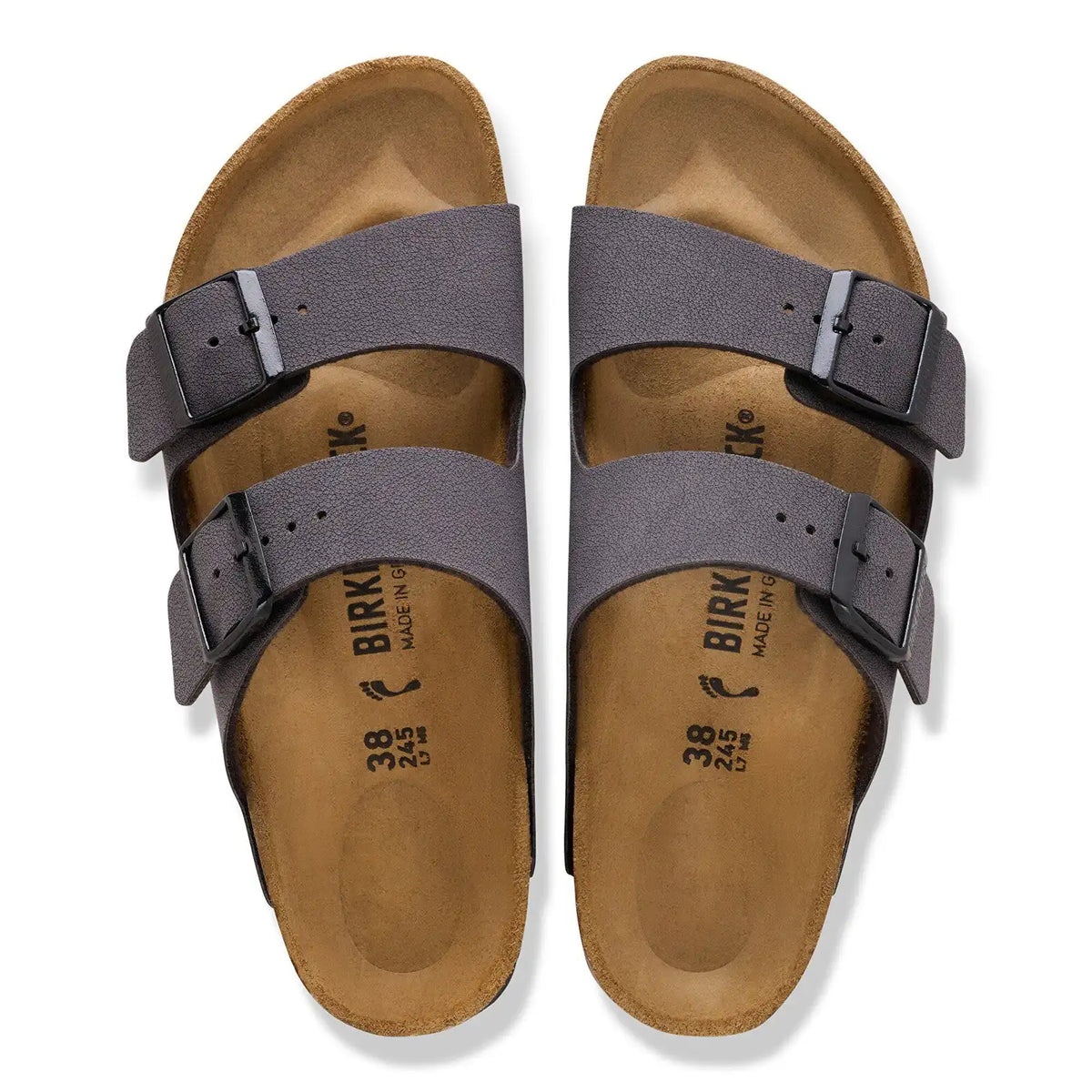 Arizona Birko-Flor Nubuck Velvet Gray/Black Buckles