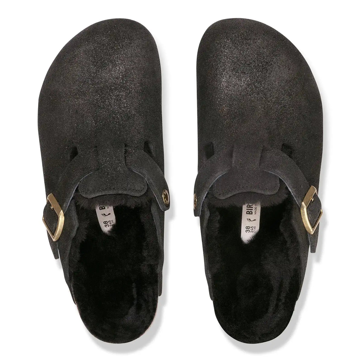 Boston Shearling Suede Leather/Fur Black Suede Shimmering