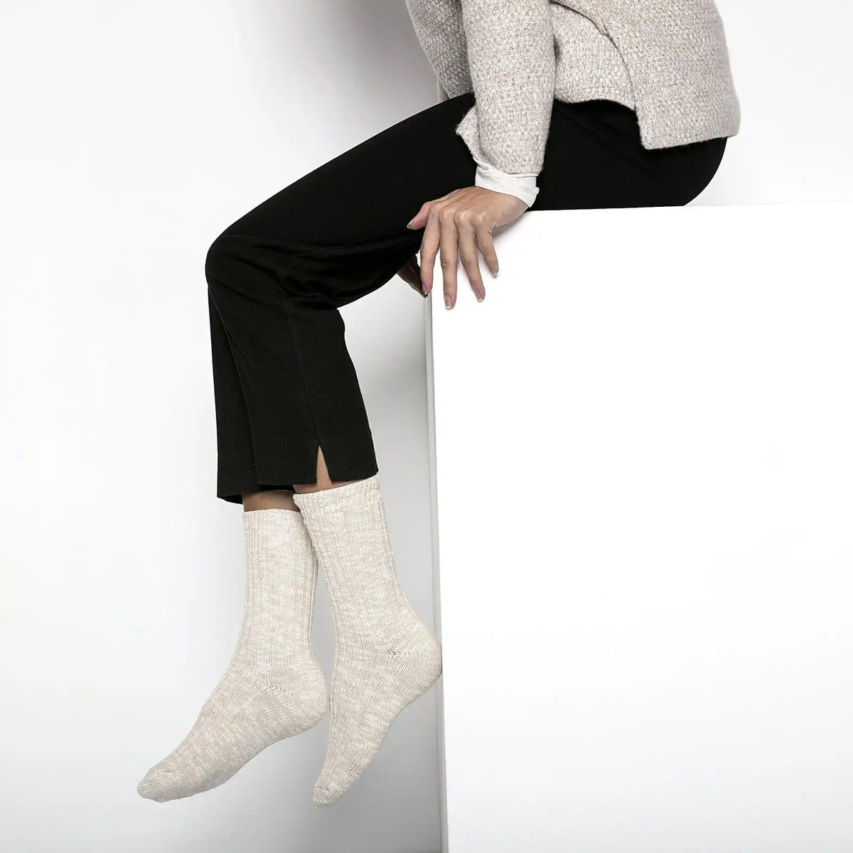 Cotton Slub Women Cotton/Polyamid/Elastane Beige/White