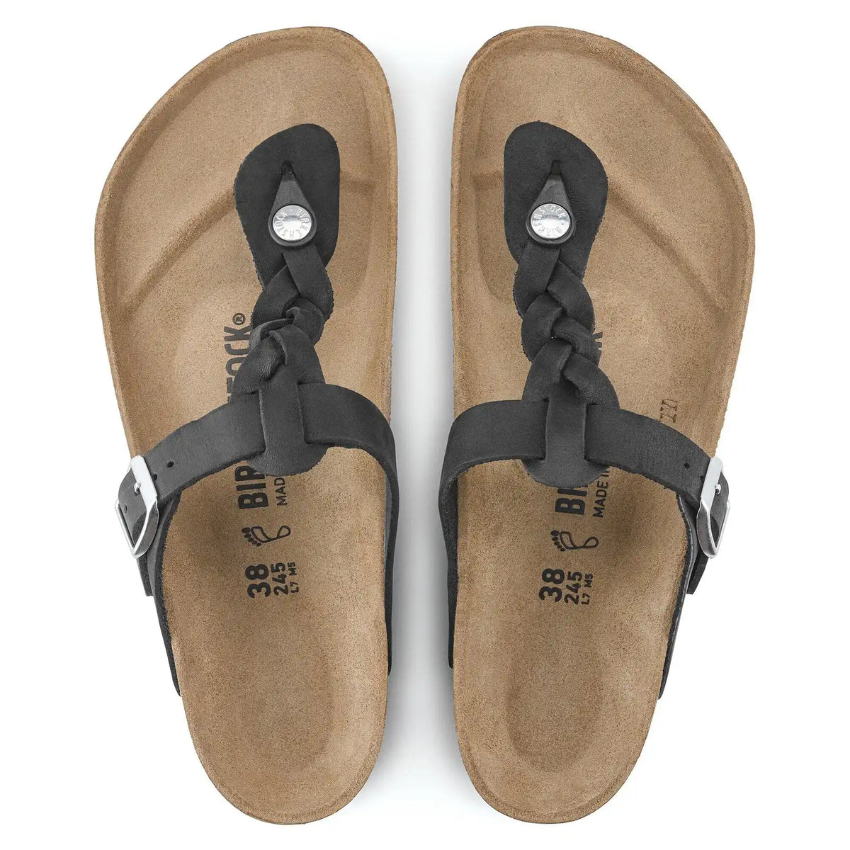 Gizeh Braided Natural Leather Oiled Black